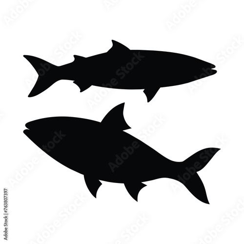 silhouette of a herring fish on white