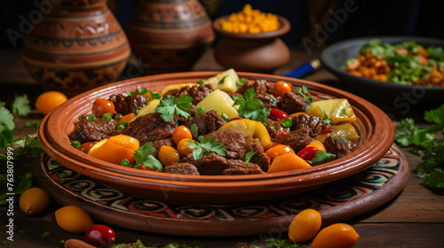 A platter of Moroccan tagine with tender meat and arom