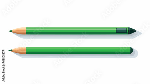 Stationery concept by pencil with green tones. flat