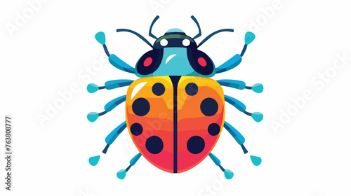 Sticker of a cartoon happy beetle flat vector  © Nobel