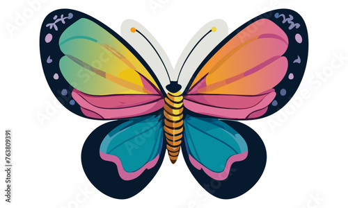 Charming Butterfly Drawing in Soft Hues Vector Isolated on White