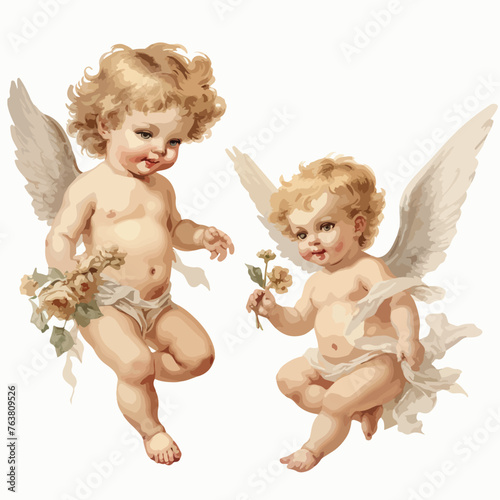 Cherubs clipart isolated on white background