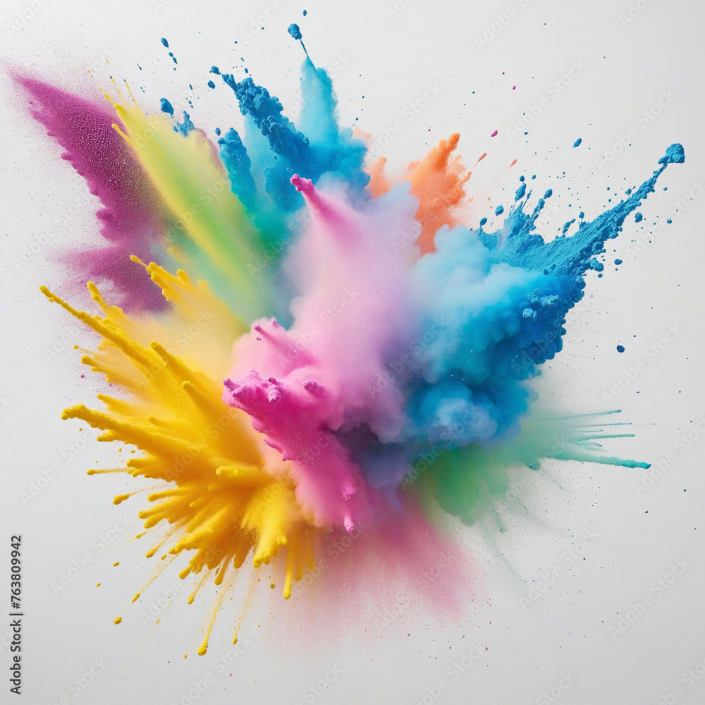 Colorful powder explosion transparent background colorful background