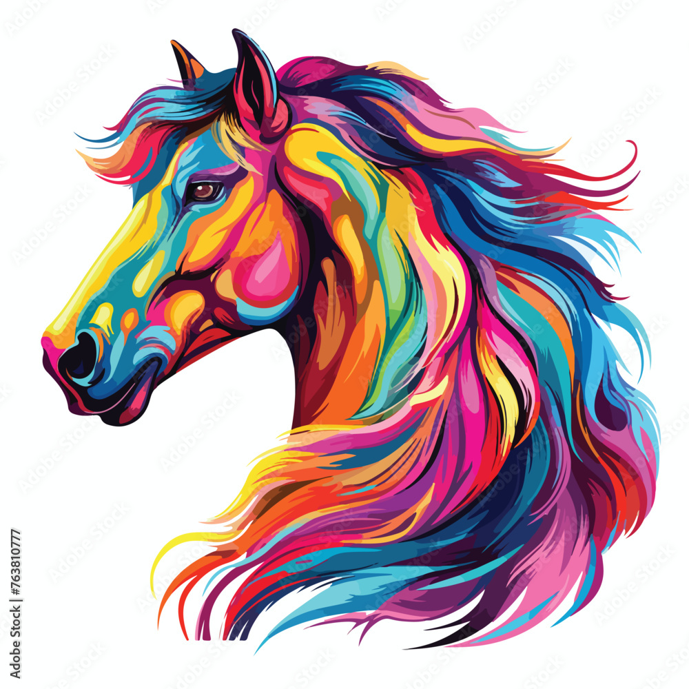 Colorful Horse clipart isolated on white background -