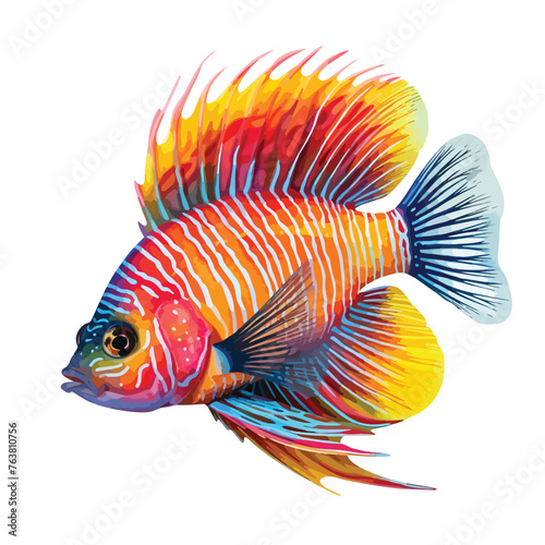 Colorful Exotic Fish clipart isolated on white background