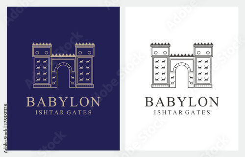 Babylonia Ishtar Gates logo design photo