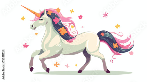 Unicorn vector cartoon illustration flat vector 