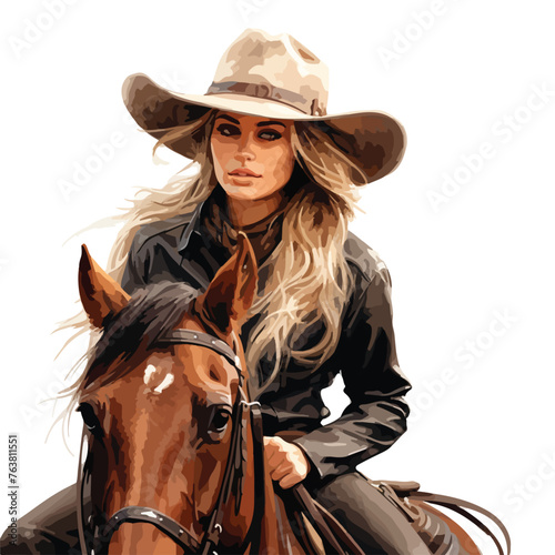 Cowgirl clipart isolated on white background
