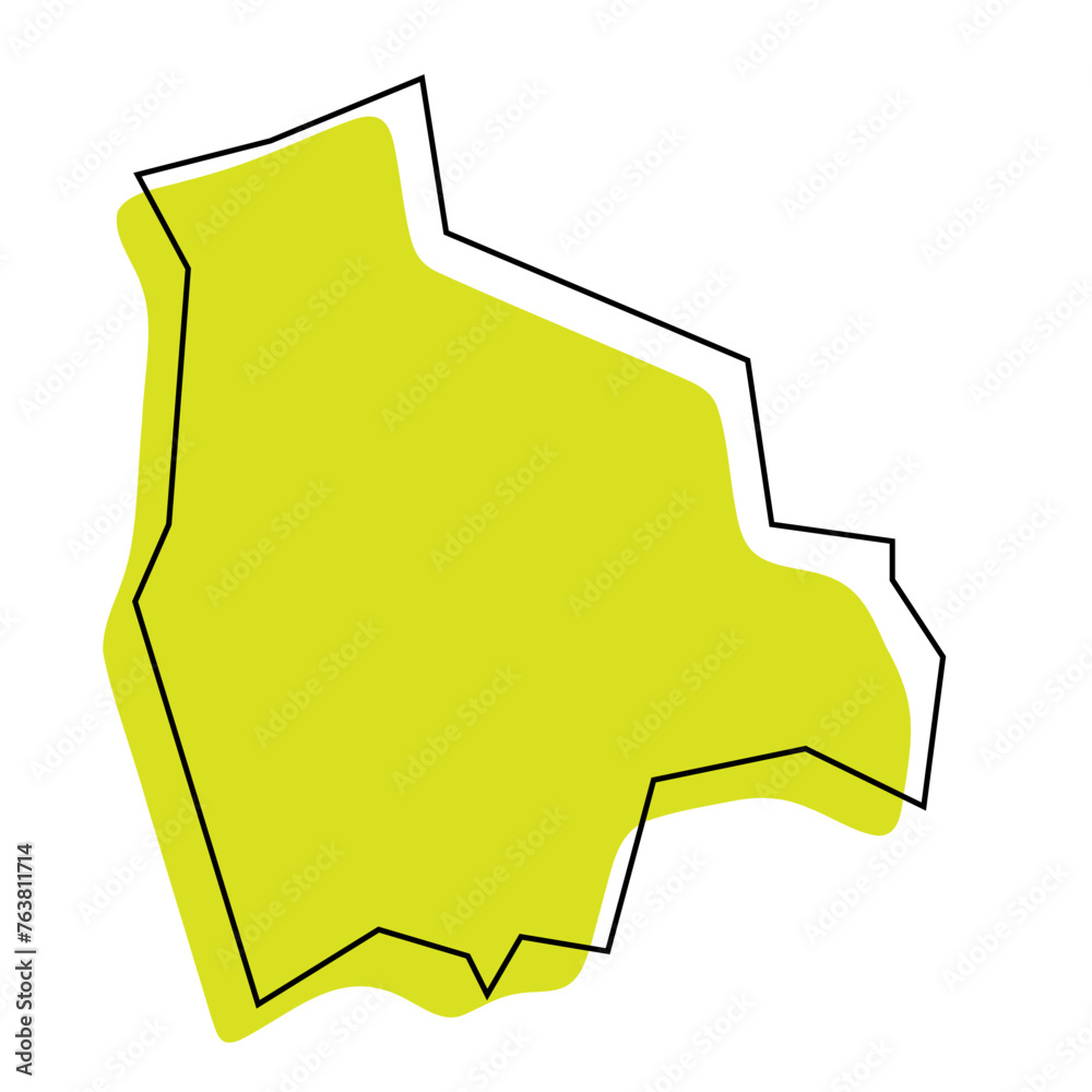 Bolivia country simplified map. Green silhouette with thin black contour outline isolated on white background. Simple vector icon Bolivia country simplified map. Green silhouette with thin black contour outline isolated on white background. Simple vector icon