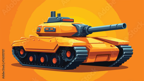 Vector army tank. vector military orange tank. kids