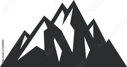 Black peaks logo. Alpine symbol. Mountain icon