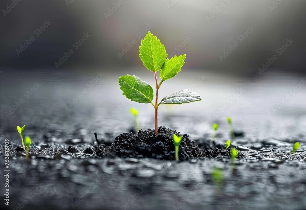 New Life Growth Concept with Young Plant New Life Growth Concept with Young Plant