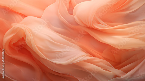 Flowing Coral Chiffon Fabric with Soft Folds and Textures