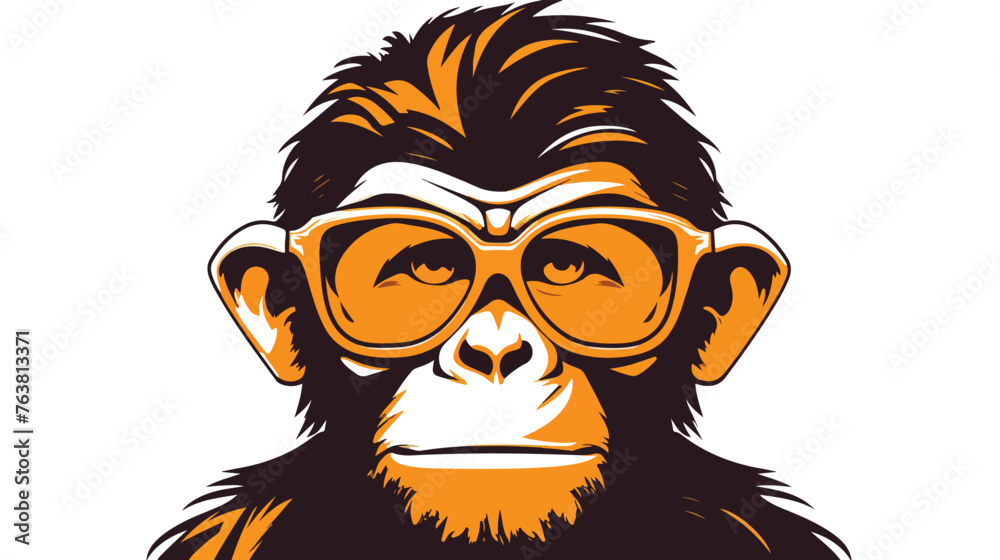 Vector vintage illustration - Monkey with glasses 