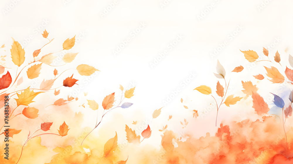 Autumn Leaves Watercolor Background