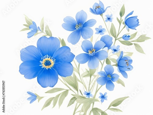 acuarela de flores azules