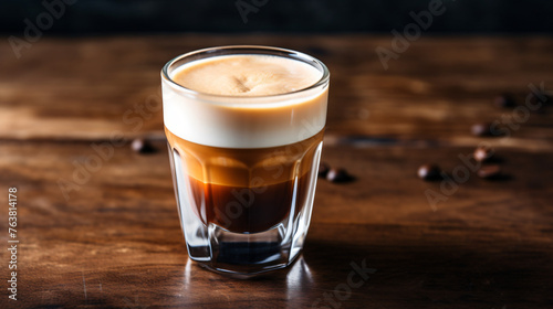 A shot of espresso with a perfect crema layer.
