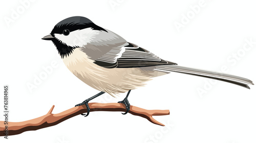 Willow Tit Poecile or Parus montanus flat vector isolated © Nobel