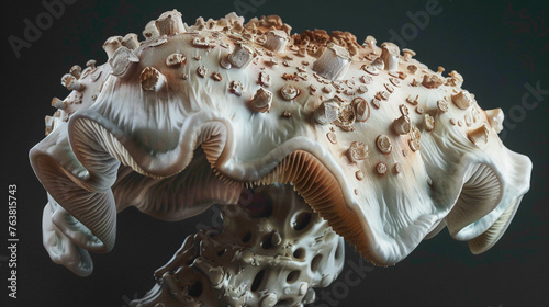 closeup view fictional horror monster in forest or Cordyceps fungus as a parasitic fungus, uses human host to spread, infection by fungal spores in forest. photo