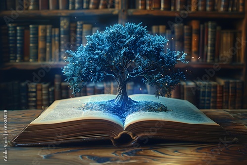 Open Book With Tree Sculpture