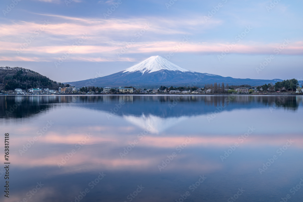 Mount Fuji and Lake Kawaguchi at sunrise, Fujikawaguchiko, Yamanashi Prefecture, Japan