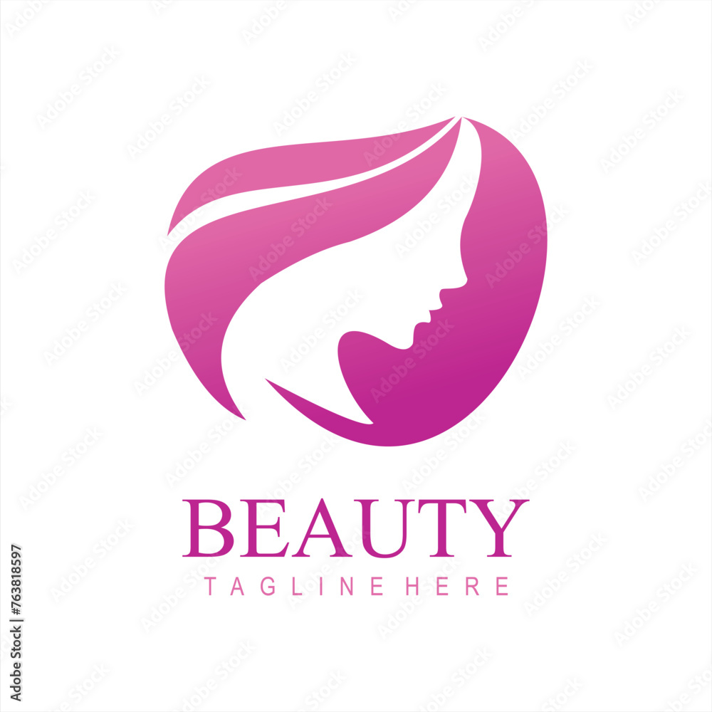 Feminine woman with beauty modern logo template