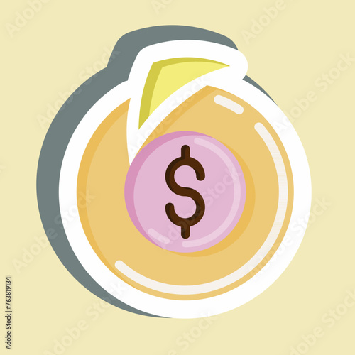 Sticker Basic Income. suitable for education symbol. simple design editable. design template vector. simple illustration