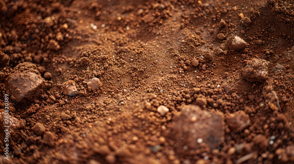 Close-up view of rich brown soil texture. nature's canvas displaying the earth's fertility. ideal for backgrounds in various media projects. AI Close-up view of rich brown soil texture. nature's canvas displaying the earth's fertility. ideal for backgrounds in various media projects. AI