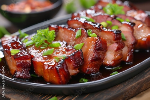 Popular Chinese dish char siu. Generative AI