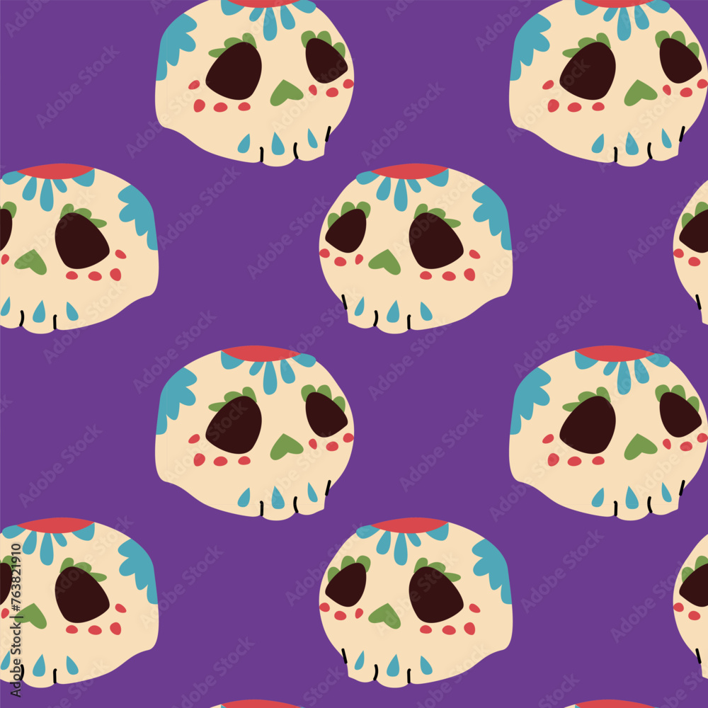 hand drawn mexican element seamless pattern. Vector illustration of mexican