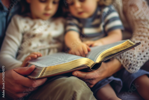 Children's and parent prayed for faith, Generative AI.