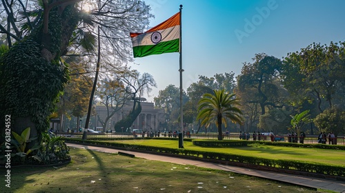 National symbol of India displayed at a park in New Delhi, located in the Southeast Asian region. photo