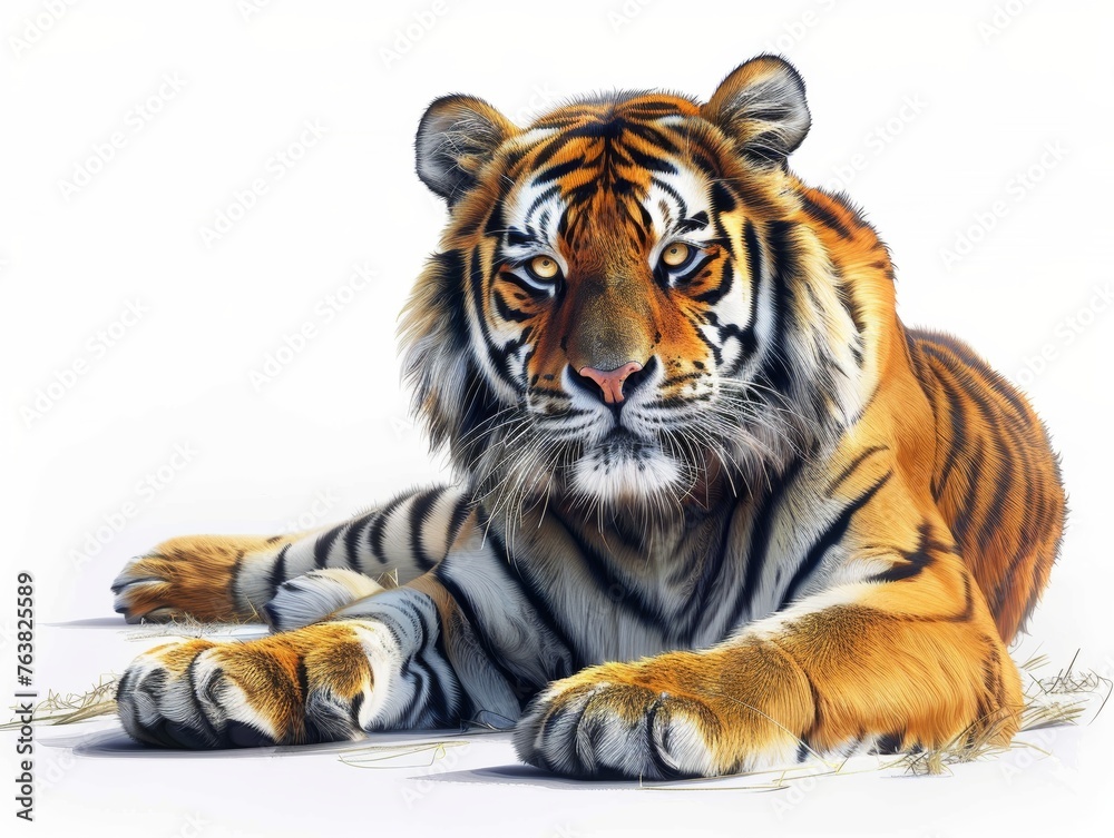 Obraz premium tiger with a white and clean background cartoon realistic style isolated animal jungle