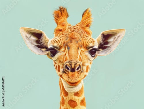 giraffe green and clean pastel soft background