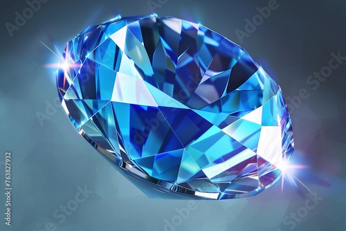 Envision a dazzling blue crystal gemstone, radiating with brilliance as it floats gracefully on a transparent background. 