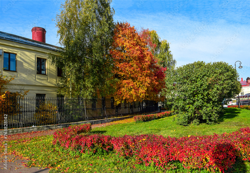 Naklejka premium autumn in the city park