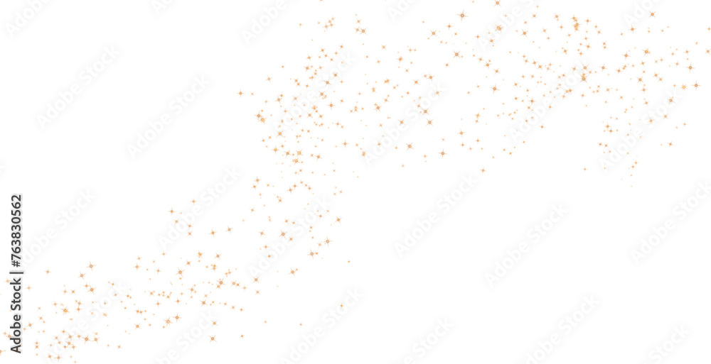 Glittering gold strars dust particles seamless on transparent background. Gold stardust sparkles. Sparkling shiny gold dust particles. Png image. - obrazy, fototapety, plakaty 