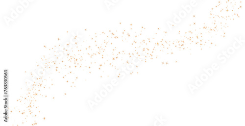 Glittering gold strars dust particles seamless on transparent background. Gold stardust sparkles. Sparkling shiny gold dust particles. Png image.