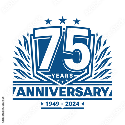 75 years anniversary celebration shield design template. 75th anniversary logo. Vector and illustration.