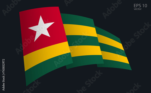 Waving Vector flag of Togo. National flag waving symbol. Banner design element.
