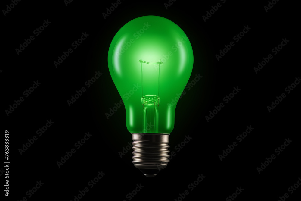green incandescent lamp isolated on a black background green incandescent lamp isolated on a black background