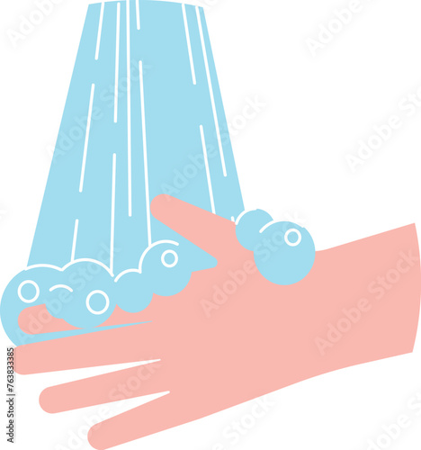 Washing hands in water illustration. Hygiene color icon