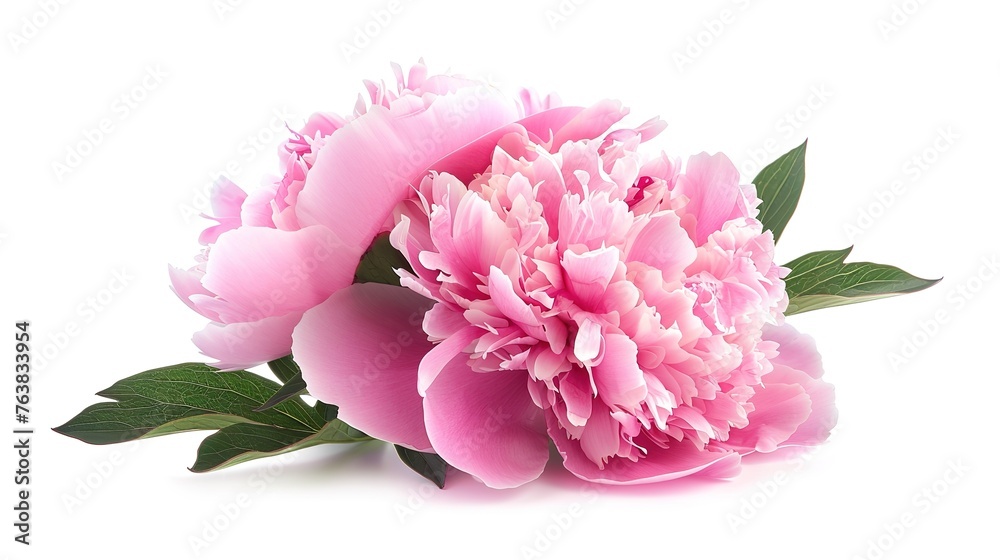 One pink peony isolated on white background ,Generative ai , One pink peony isolated on white background ,Generative ai ,