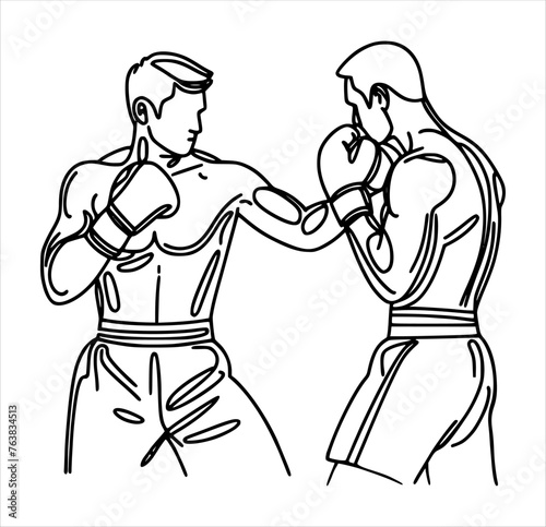 boxing match silhouette - line hand drawing (artwork 4)