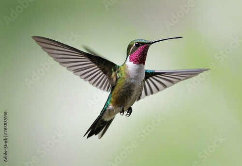 Beautiful hummingbird flying on a white background colorful background colorful background