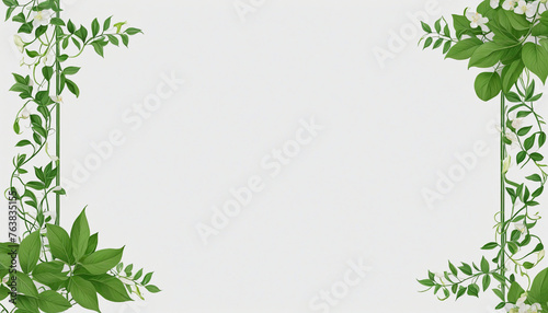 lush leafy vines as a frame border  isolated with copyspace colorful background