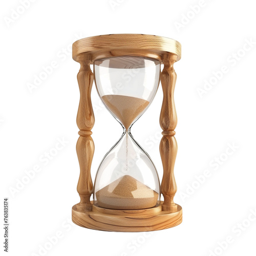 hourglass, sandglass, sand timer, sand clock isolated on white background 3d illustration. With clipping path