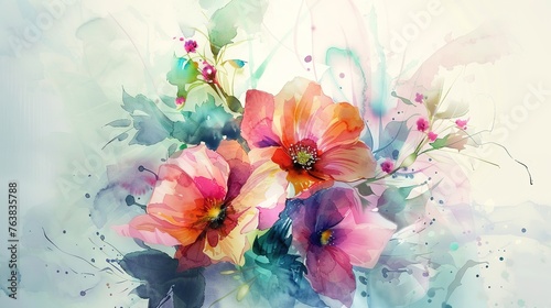Watercolor flowers thank you,Generative ai ,