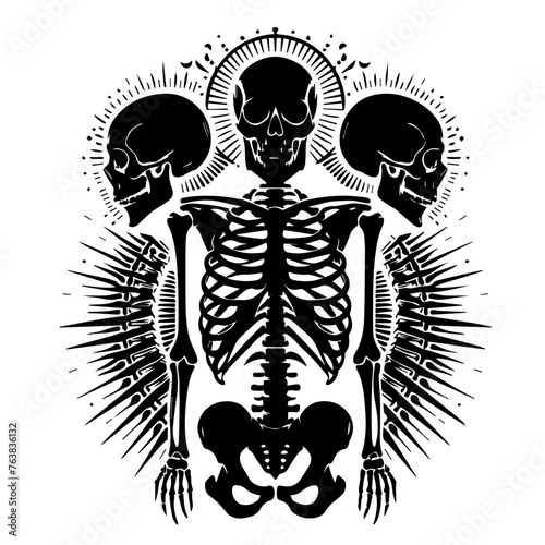 black and white skull tattoo - version 2