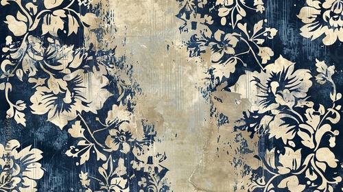 A batik pattern background with a vintage floral design, great for adding a classic and timeless look to designs photo